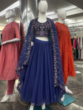 Royal Blue Embroidered Lehenga Set with Dupatta