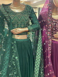 Emerald Green Embroidered Lehenga Set with Dupatta