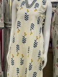 Ivory Floral Printed Cotton Kurti